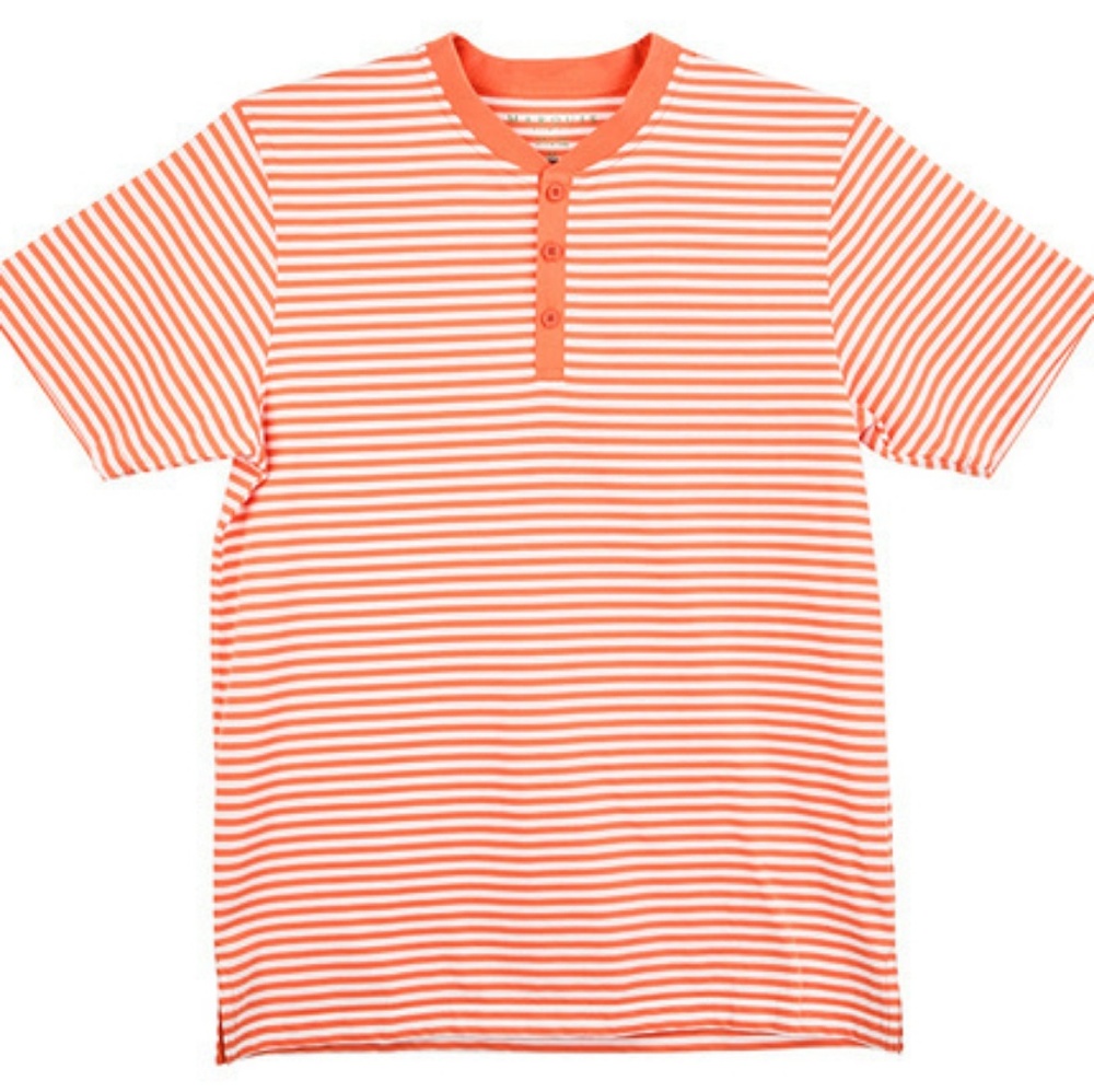 Coral La Mode Men’s Stripe Soft Henley T-Shirt